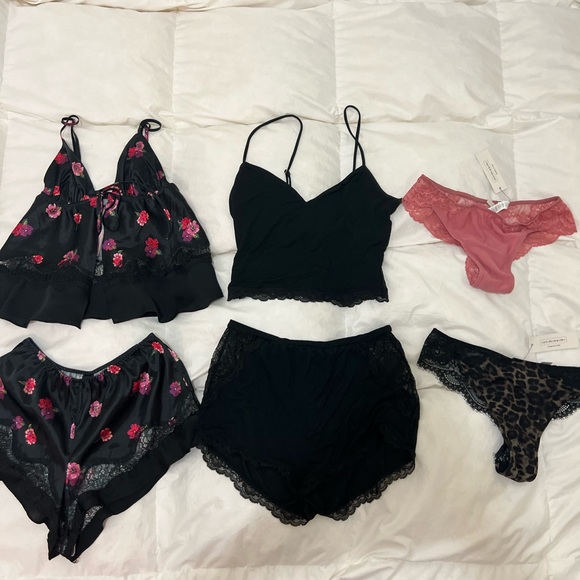 Victoria's Secret Black and Pink Floral Chemise Set - Picture 1 of 4